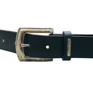 Calvin Klein Men's Black‎ Synthetic Leather Belt Silver Buckle Style Size L